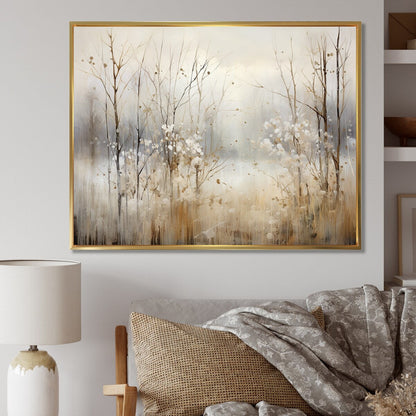 Designart Winter Meadow View Calmness II Decorazione murale Meadow Grey - Decorazione murale tradizionale in tela incorniciata per camera da letto
