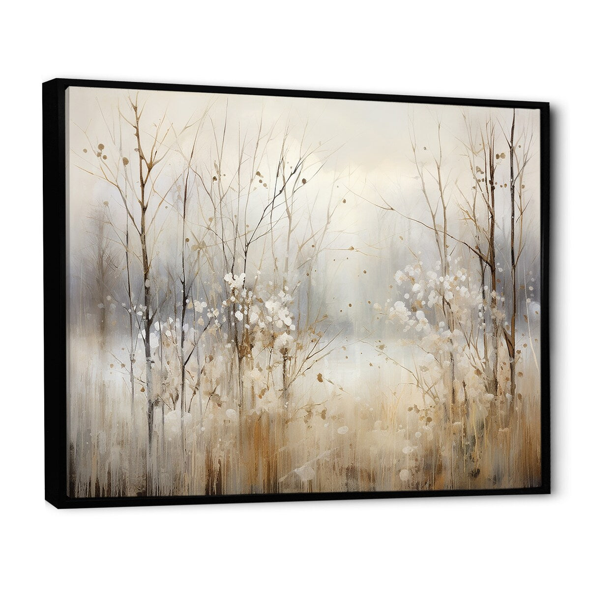 Designart Winter Meadow View Calmness II Decorazione murale Meadow Grey - Decorazione murale tradizionale in tela incorniciata per camera da letto