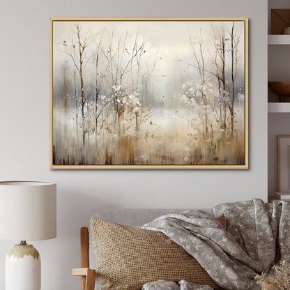 Designart Winter Meadow View Calmness II Decorazione murale Meadow Grey - Decorazione murale tradizionale in tela incorniciata per camera da letto