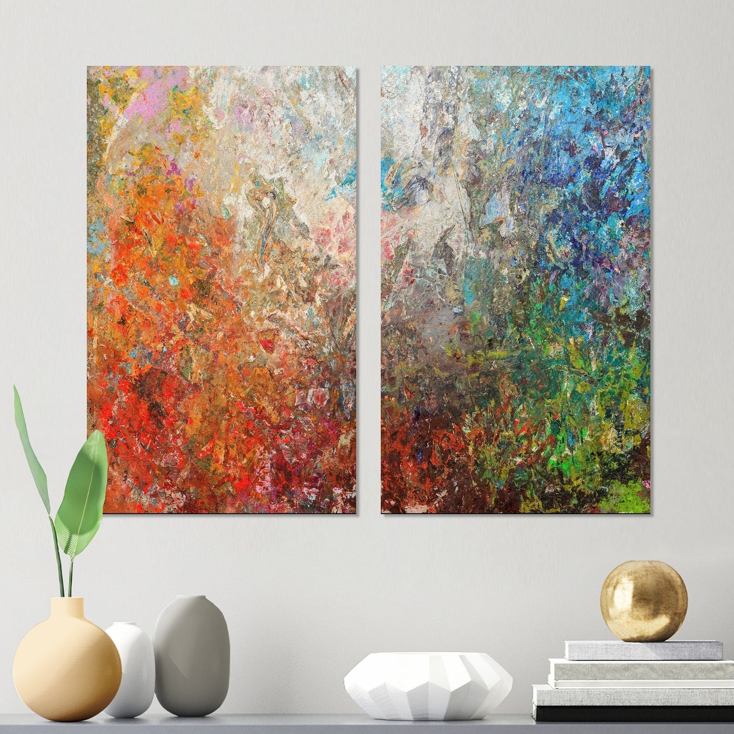 Designart Board Stained Abstract Art Stampa artistica su tela astratta Set da 2 pezzi