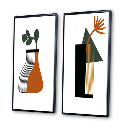 Designart Bohemian Mid Century Geometric Typography VI Set di 2 pezzi di arte geometrica con cornice