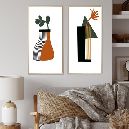 Designart Bohemian Mid Century Geometric Typography VI Set di 2 pezzi di arte geometrica con cornice