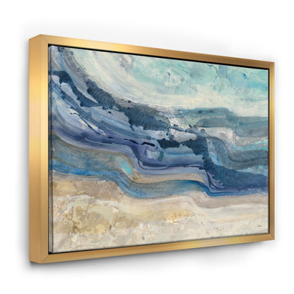 Designart Coast Blue Sea Waves Acquerello Moderno Stile Fattoria Tela Con Cornice