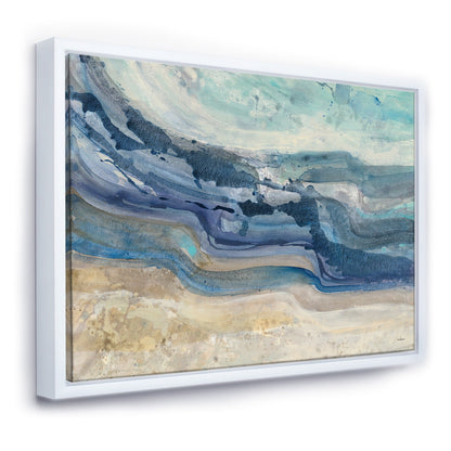 Designart Coast Blue Sea Waves Acquerello Moderno Stile Fattoria Tela Con Cornice
