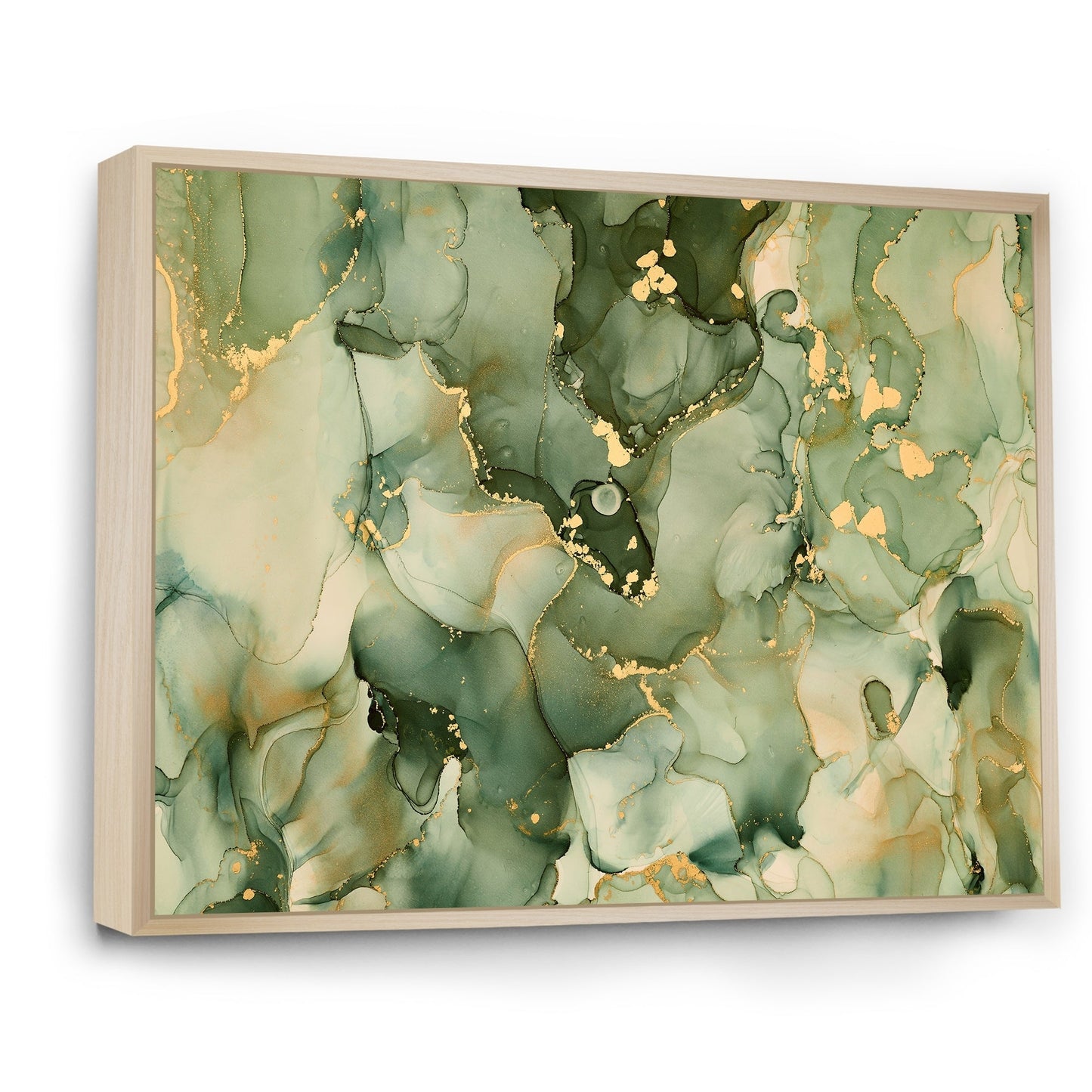 Designart Green Luxury Abstract Fluid Art I Stampa artistica moderna su tela incorniciata