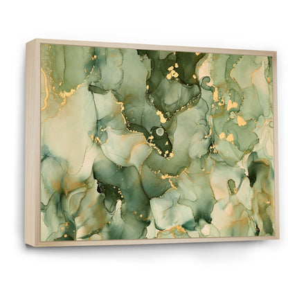 Designart Green Luxury Abstract Fluid Art I Stampa artistica moderna su tela incorniciata