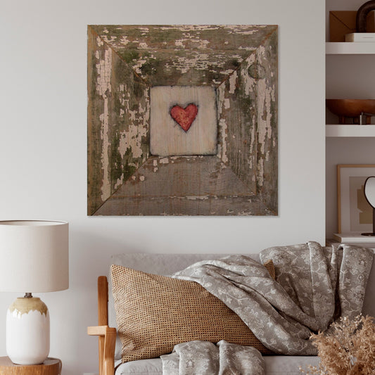 Designart 'Hearts' Desire Distressed White' Decorazione da parete in legno vintage - Legno di pino naturale
