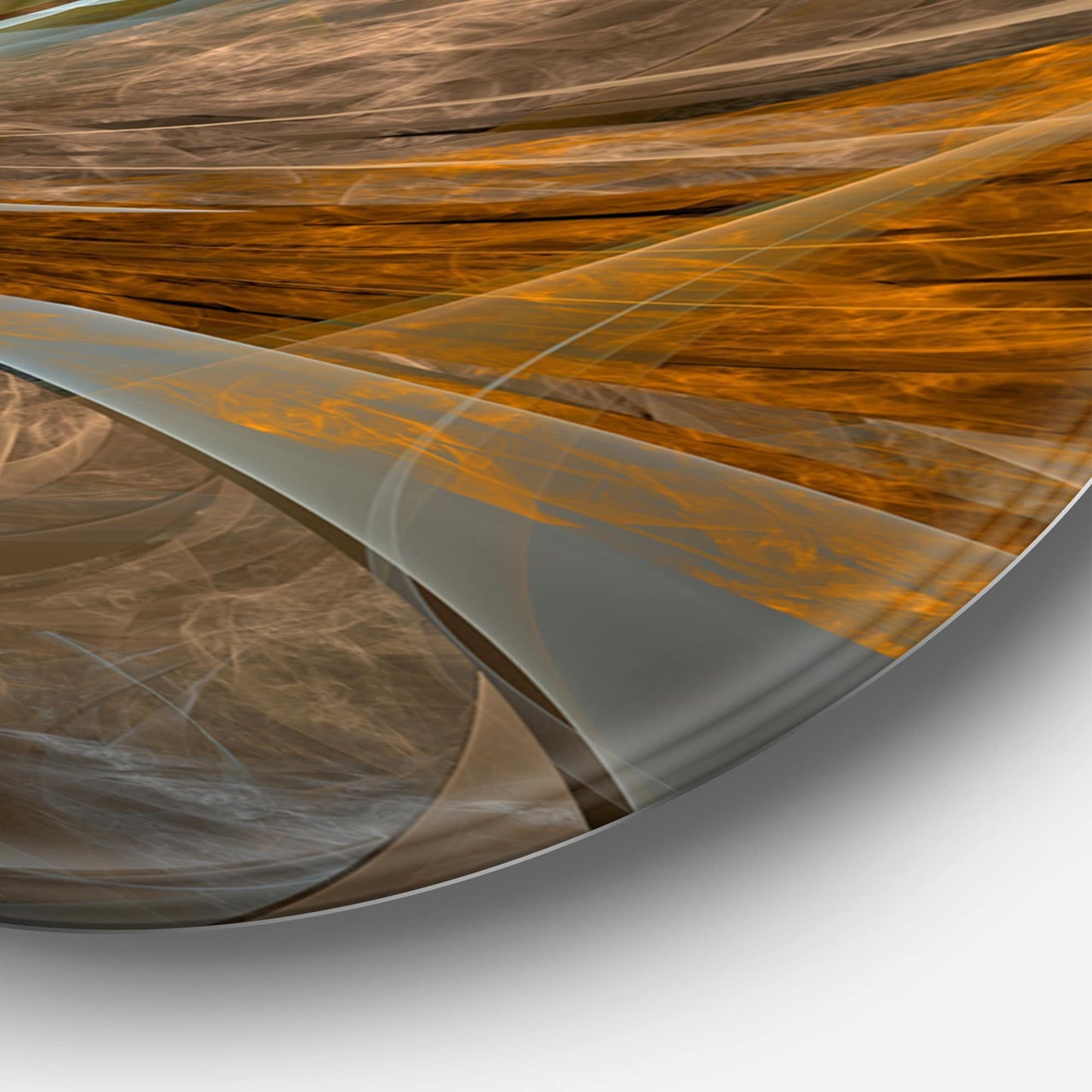 Designart 'Fiore frattale giallo simmetrico', opera d'arte digitale in metallo circolare