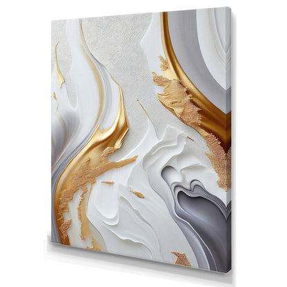 Designart 'White And Gold Marble Abstract I' - Arte moderna su tela da parete