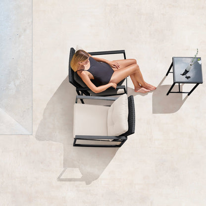 Lacoo Set da bistrot a dondolo da 3 pezzi, patio in vimini con tavolino da caffè in vetro