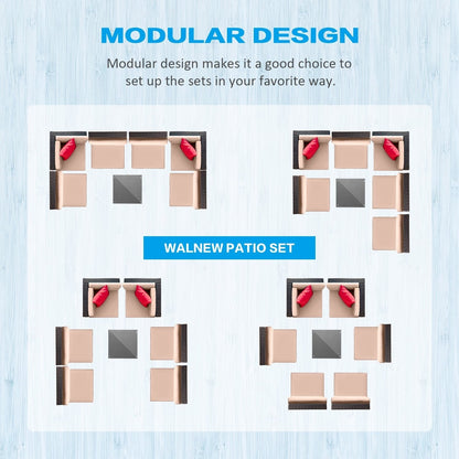 Lacoo 7 pezzi divano componibile da esterno in vimini e rattan set da conversazione