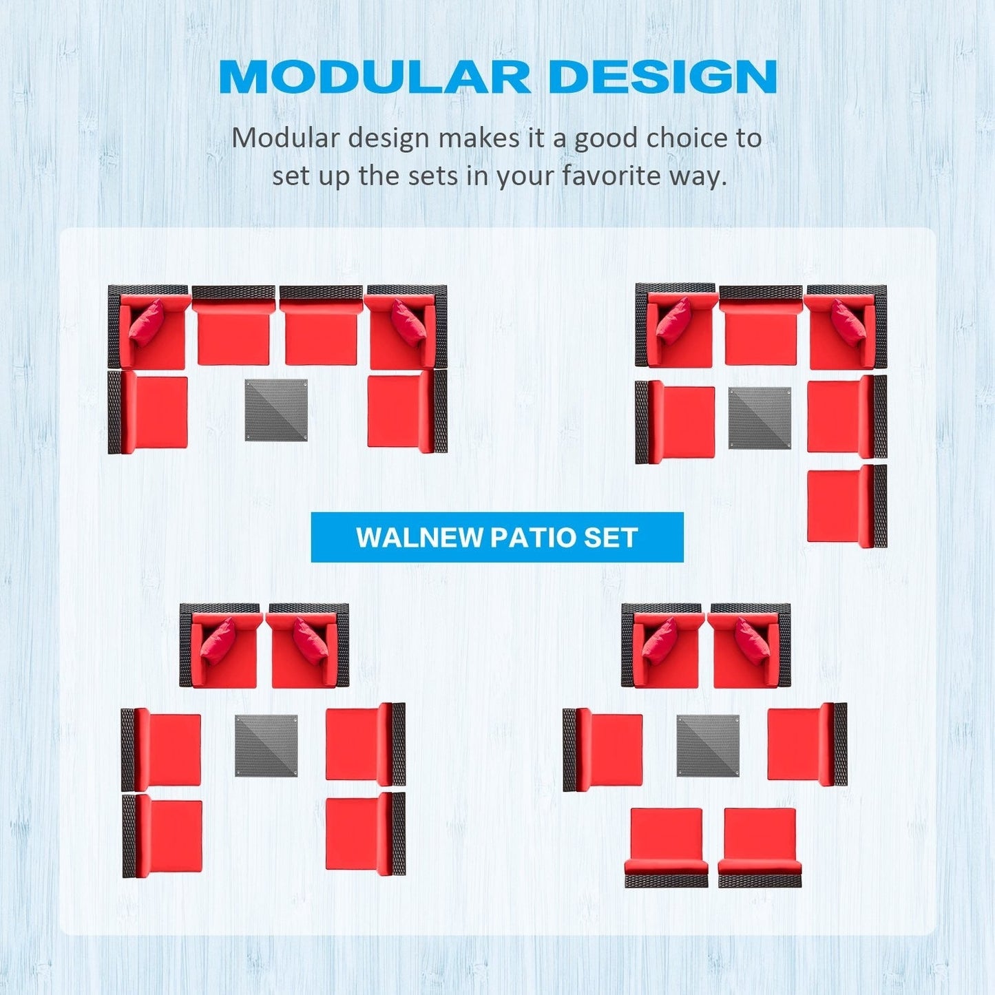 Lacoo 7 pezzi divano componibile da esterno in vimini e rattan set da conversazione