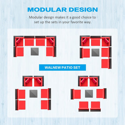 Lacoo 7 pezzi divano componibile da esterno in vimini e rattan set da conversazione