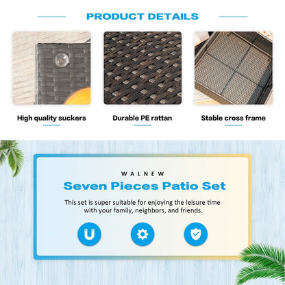 Lacoo 7 pezzi divano componibile da esterno in vimini e rattan set da conversazione