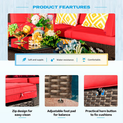 Lacoo 7 pezzi divano componibile da esterno in vimini e rattan set da conversazione