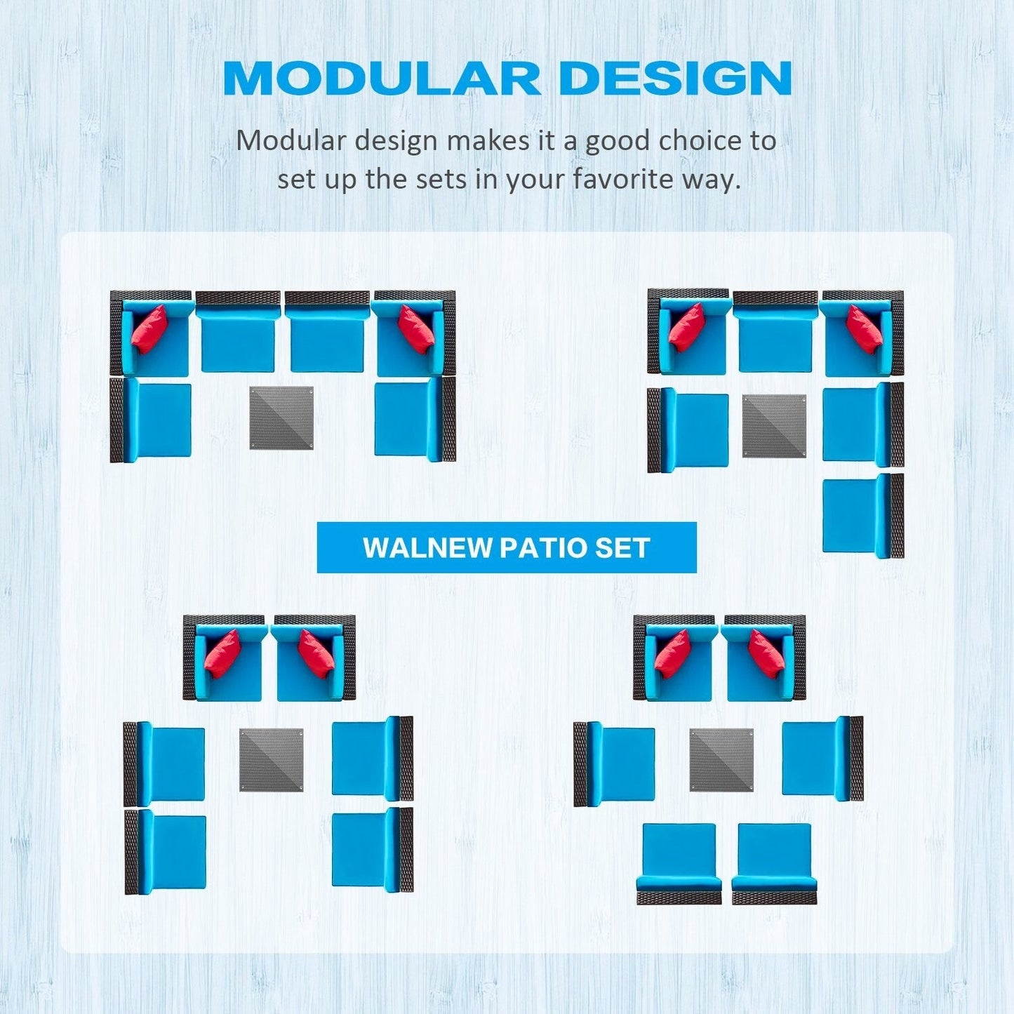 Lacoo 7 pezzi divano componibile da esterno in vimini e rattan set da conversazione