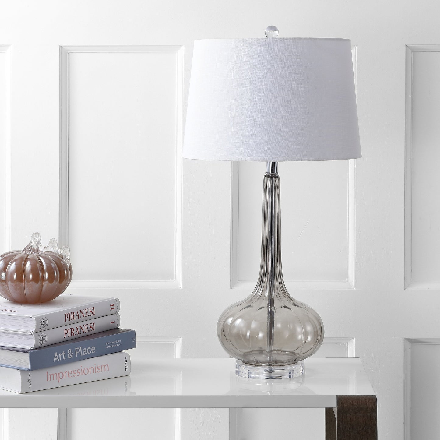 Lampada da tavolo a LED a forma di goccia in vetro Diamante 28.5, rosa (set da 2) di JONATHAN Y