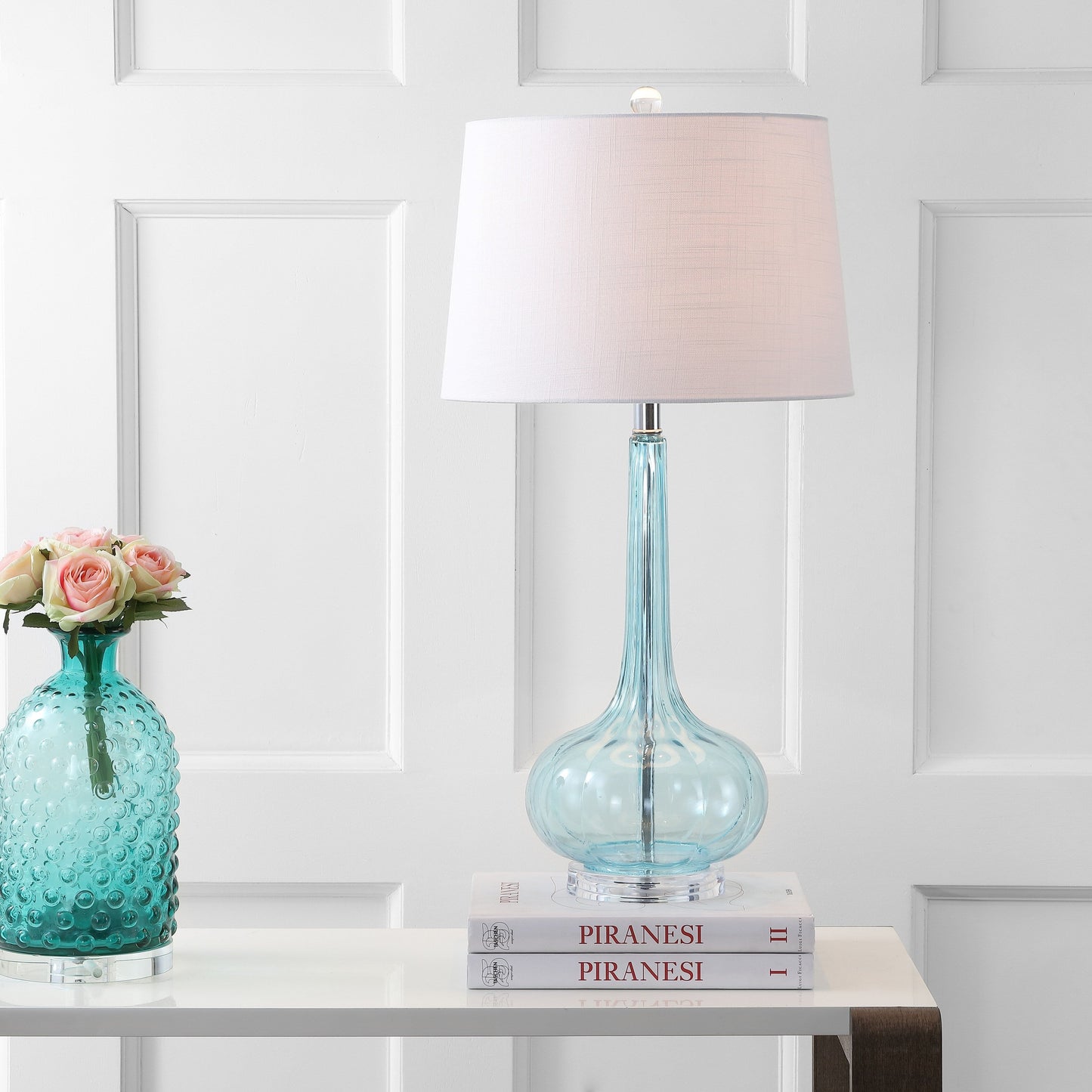 Lampada da tavolo a LED a forma di goccia in vetro Diamante 28.5, rosa (set da 2) di JONATHAN Y