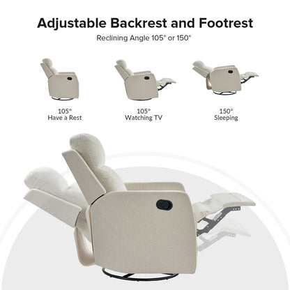 Poltrona reclinabile girevole a 360 gradi Diana Modern in poliestere di HULALA HOME