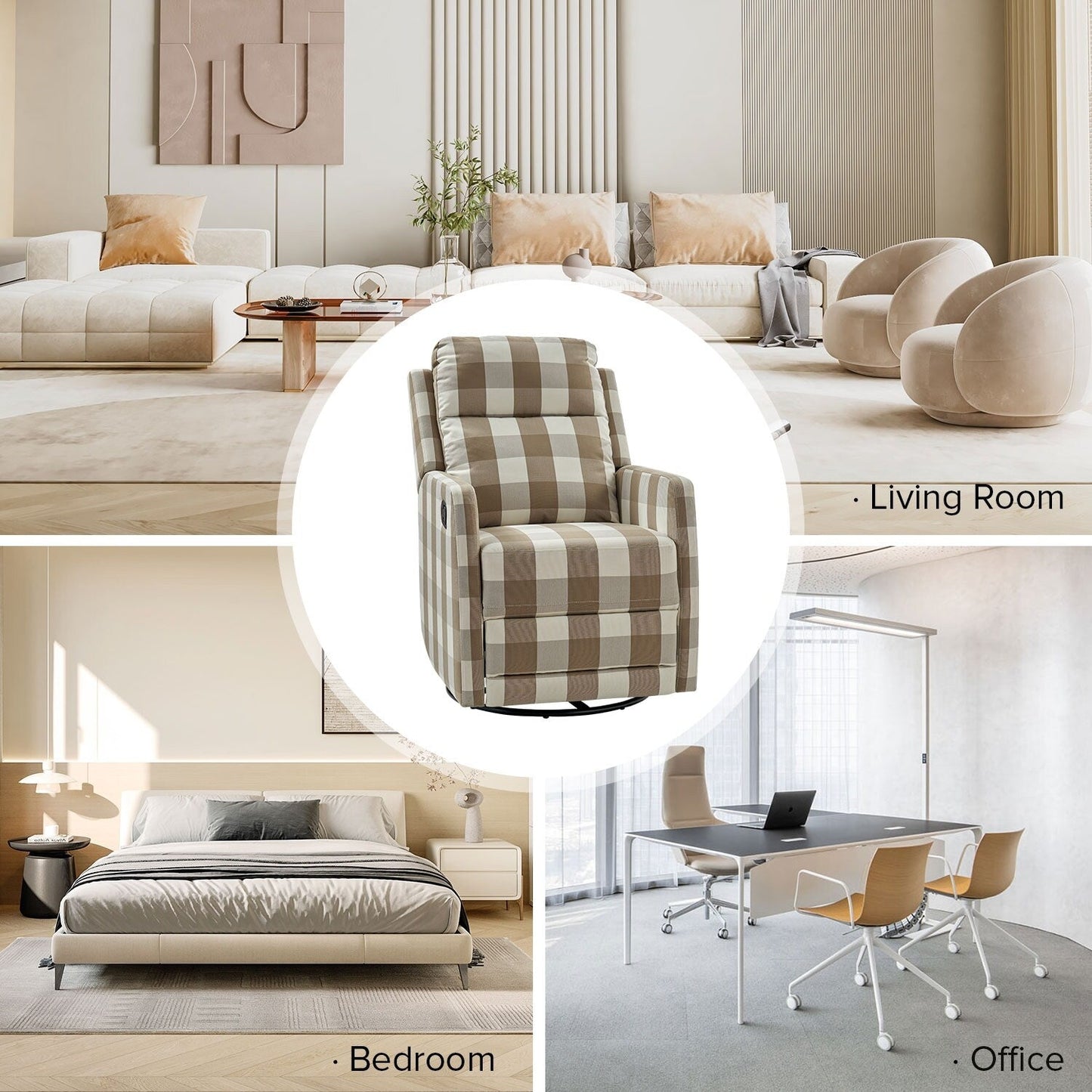 Poltrona reclinabile girevole a 360 gradi Diana Modern in poliestere di HULALA HOME