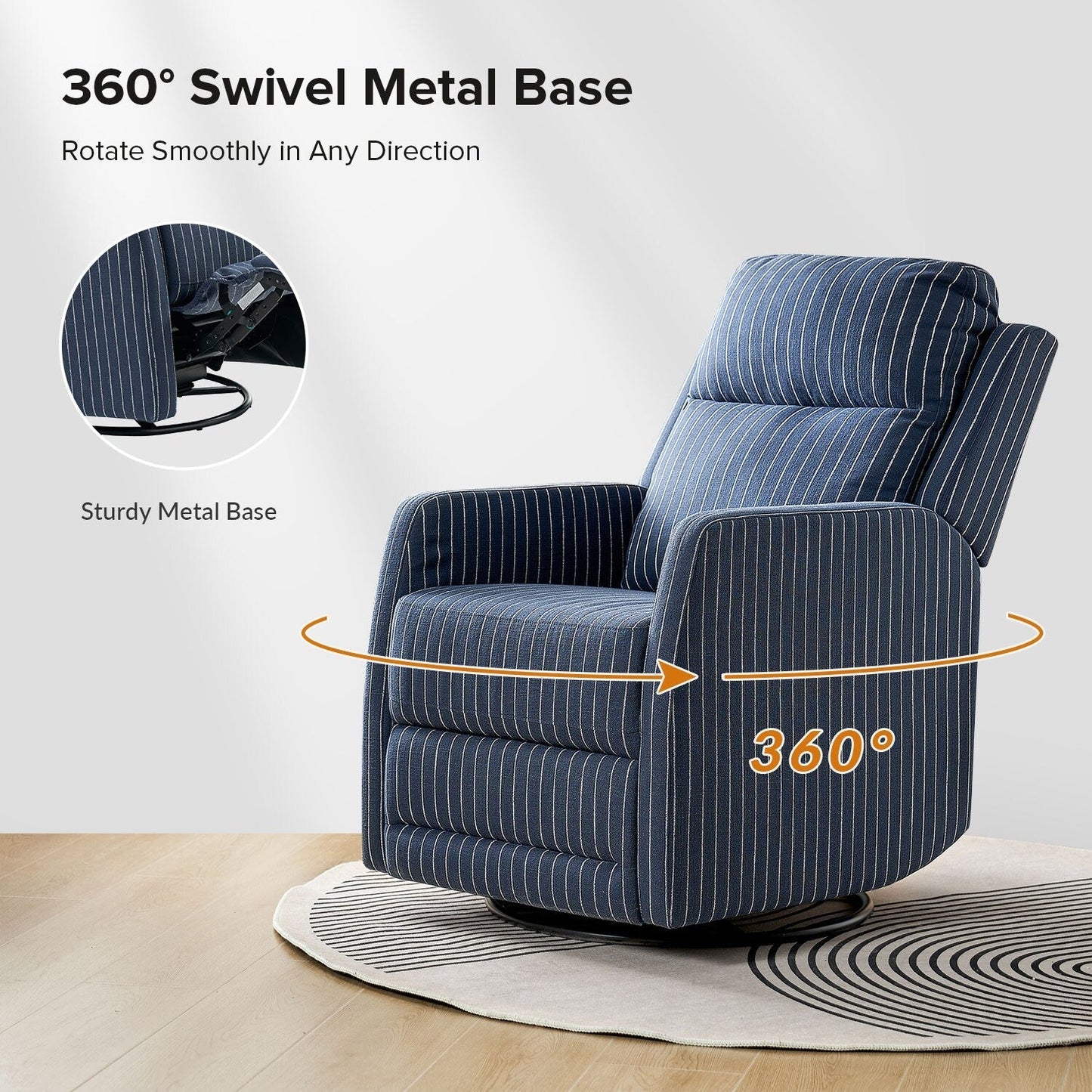 Poltrona reclinabile girevole a 360 gradi Diana Modern in poliestere di HULALA HOME