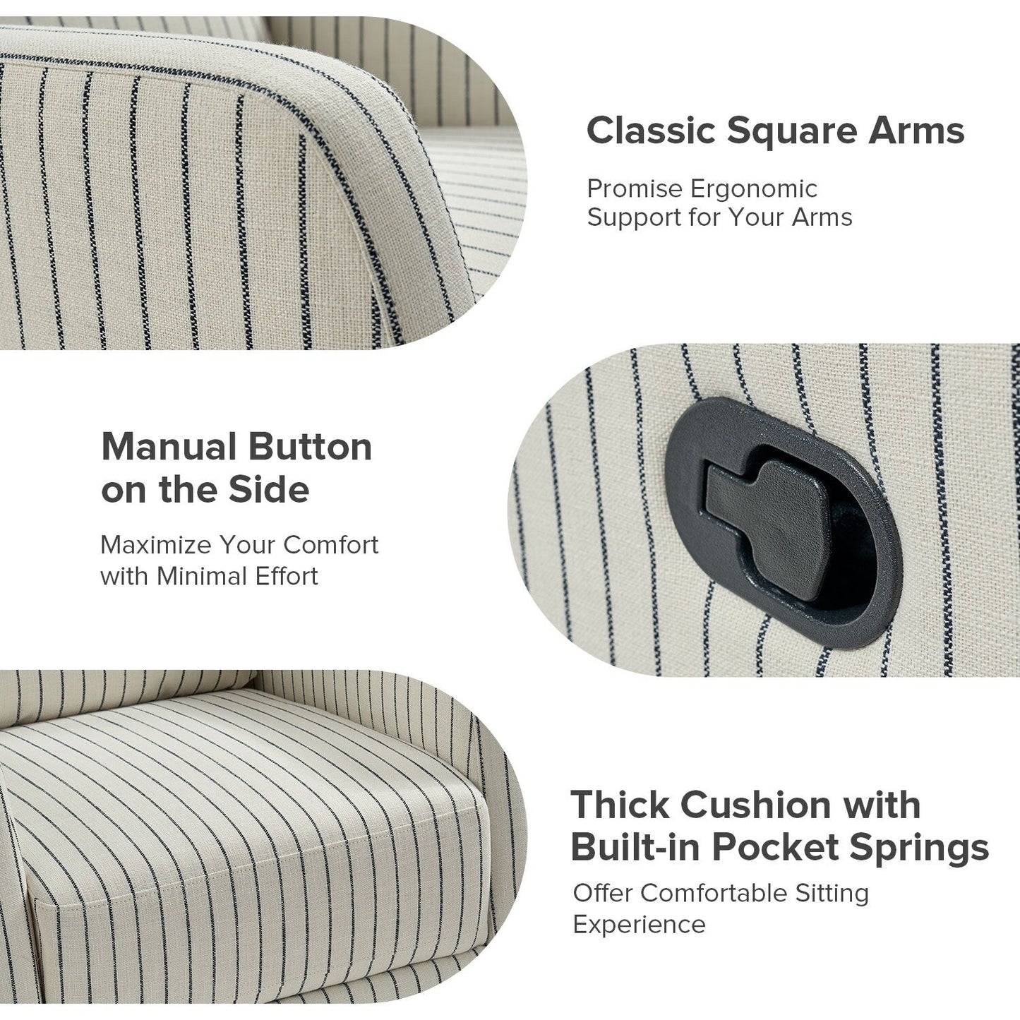 Poltrona reclinabile girevole a 360 gradi Diana Modern in poliestere di HULALA HOME