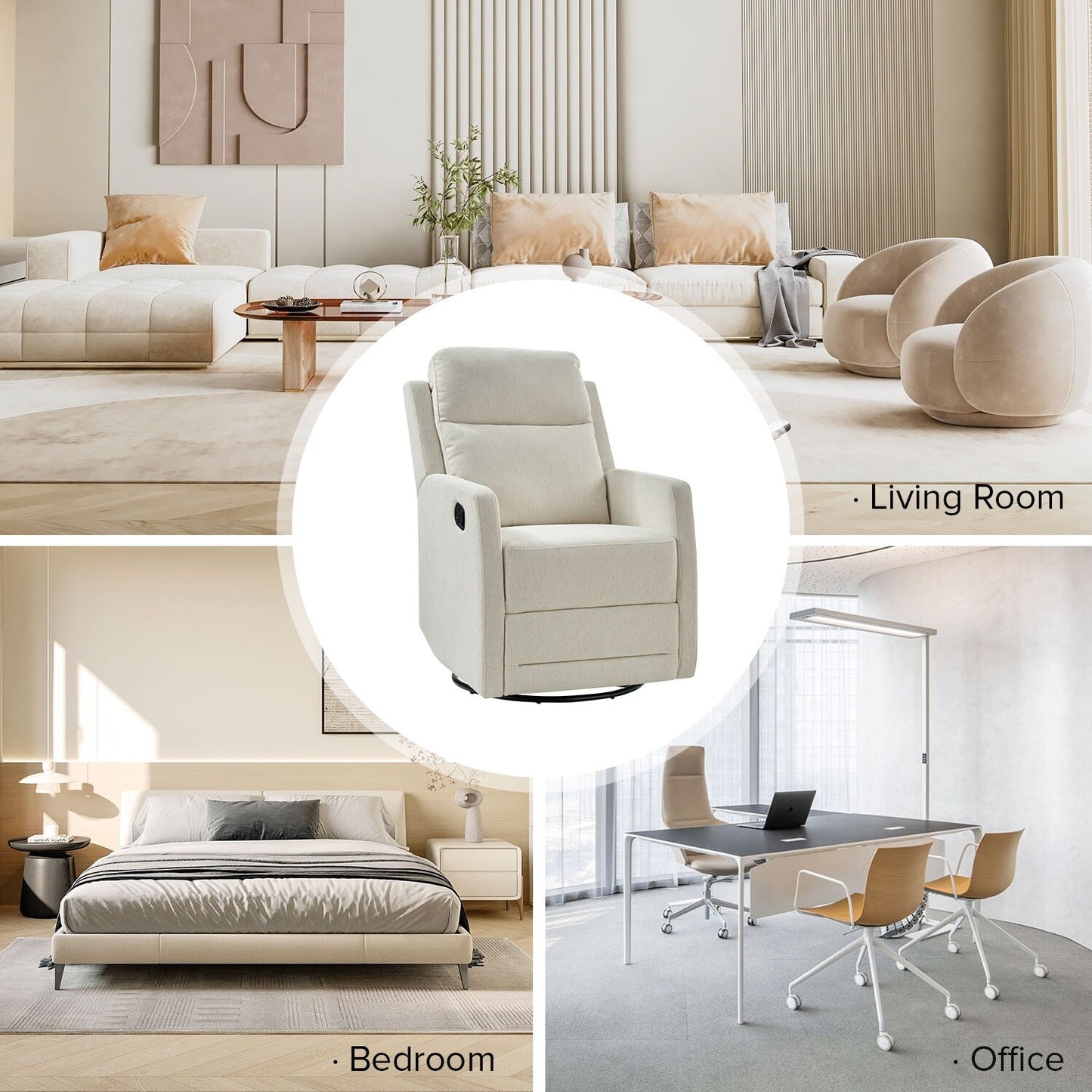 Poltrona reclinabile girevole a 360 gradi Diana Modern in poliestere di HULALA HOME