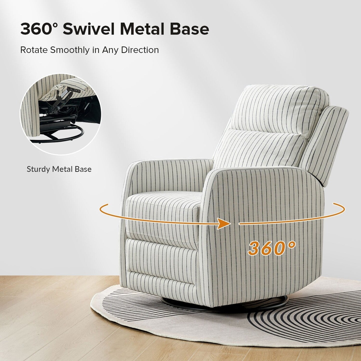 Poltrona reclinabile girevole a 360 gradi Diana Modern in poliestere di HULALA HOME