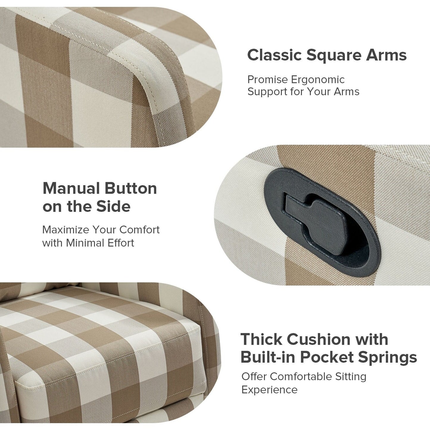 Poltrona reclinabile girevole a 360 gradi Diana Modern in poliestere di HULALA HOME