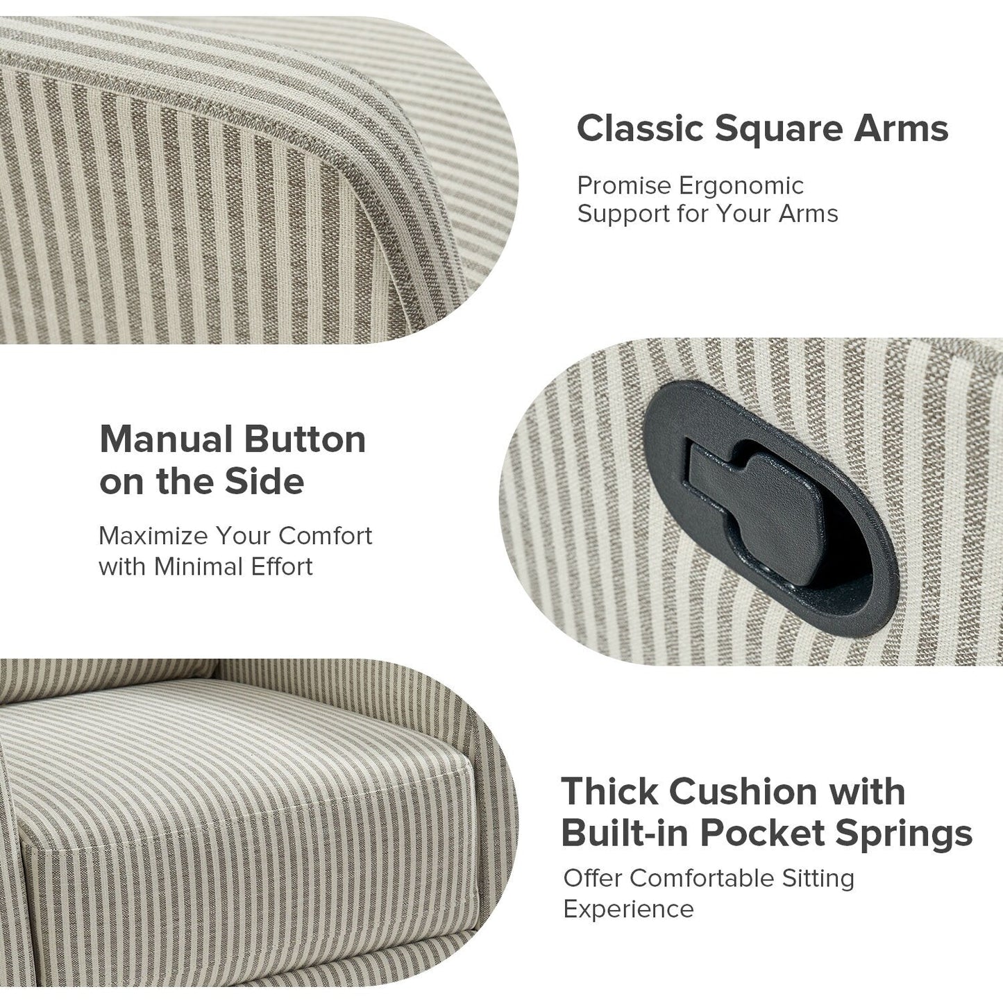 Poltrona reclinabile girevole a 360 gradi Diana Modern in poliestere di HULALA HOME