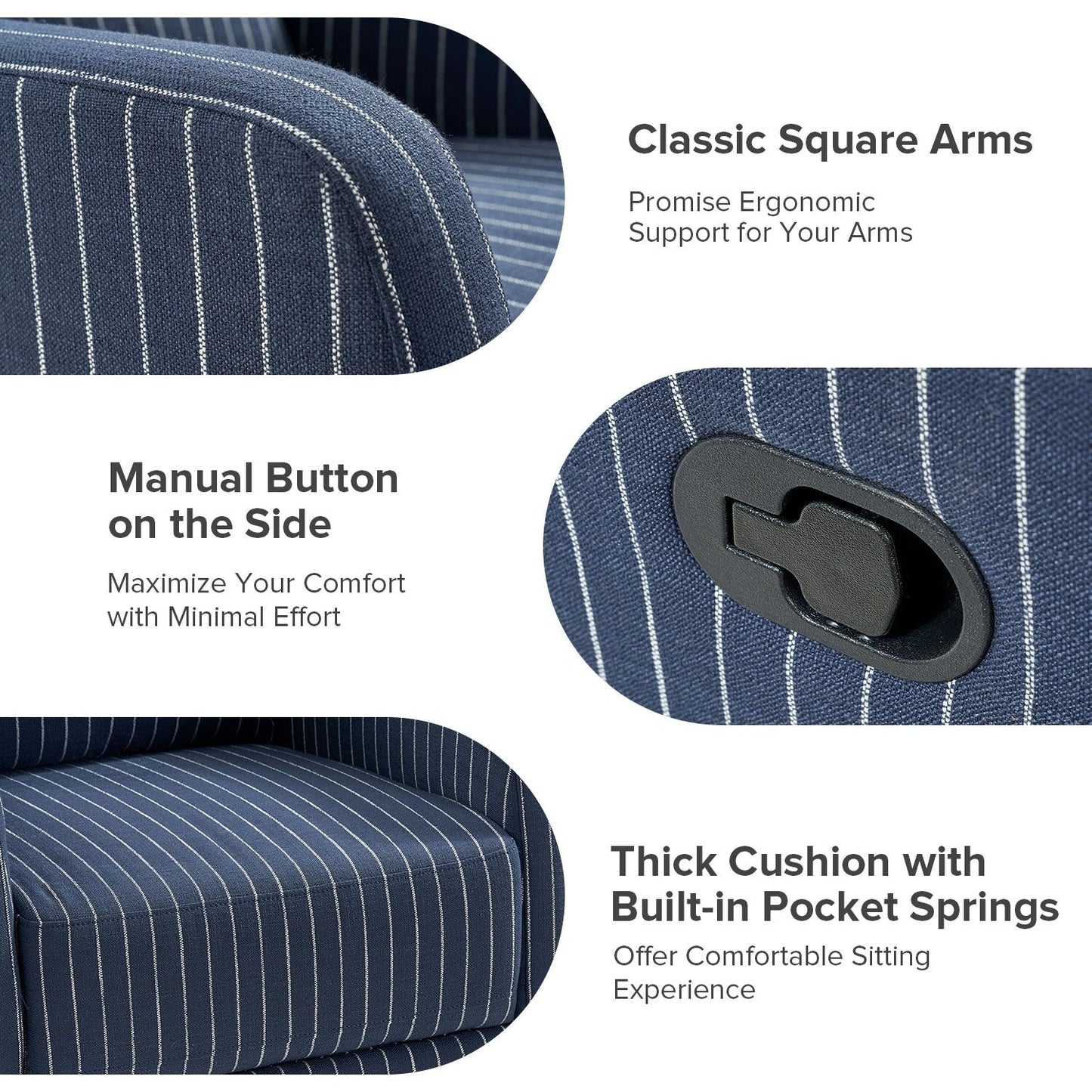 Poltrona reclinabile girevole a 360 gradi Diana Modern in poliestere di HULALA HOME