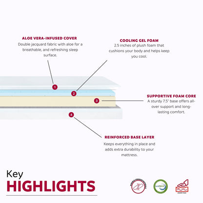 Materasso in memory foam in gel Divine Super da 10 pollici di medie dimensioni in una scatola