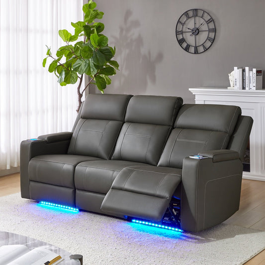 Divano reclinabile elettrico Dolores 82,5 in vera pelle con contenitore e portabicchieri di HULALA HOME