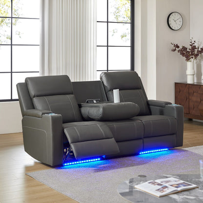 Divano reclinabile elettrico Dolores 82,5 in vera pelle con contenitore e portabicchieri di HULALA HOME