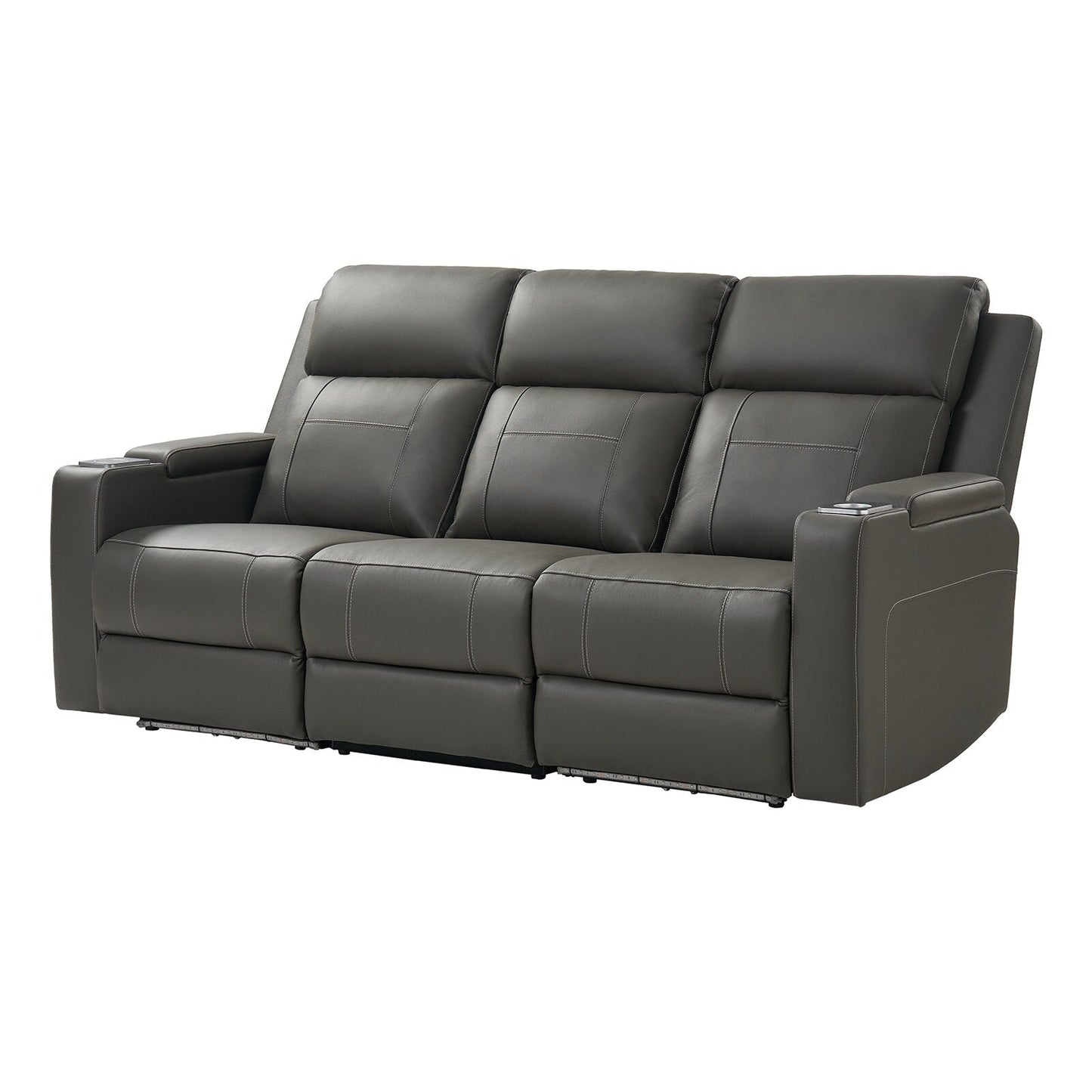 Divano reclinabile elettrico Dolores 82,5 in vera pelle con contenitore e portabicchieri di HULALA HOME