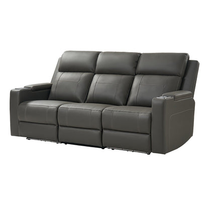 Divano reclinabile elettrico Dolores 82,5 in vera pelle con contenitore e portabicchieri di HULALA HOME