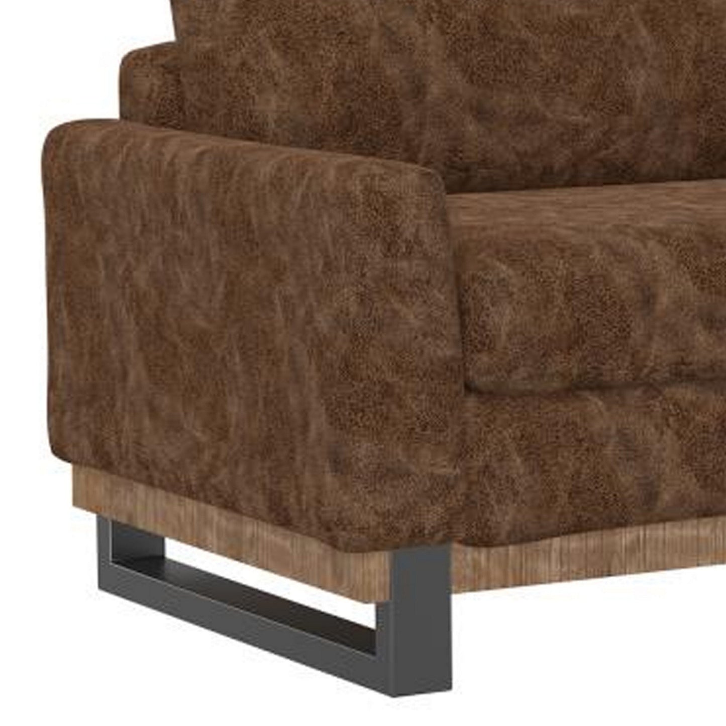 Divano Dome con 2 cuscini decorativi, legno di pino, similpelle marrone, 89 pollici