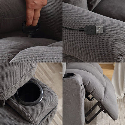 Poltrona reclinabile manuale riscaldata con massaggio in velluto a pois e base girevole a 360°