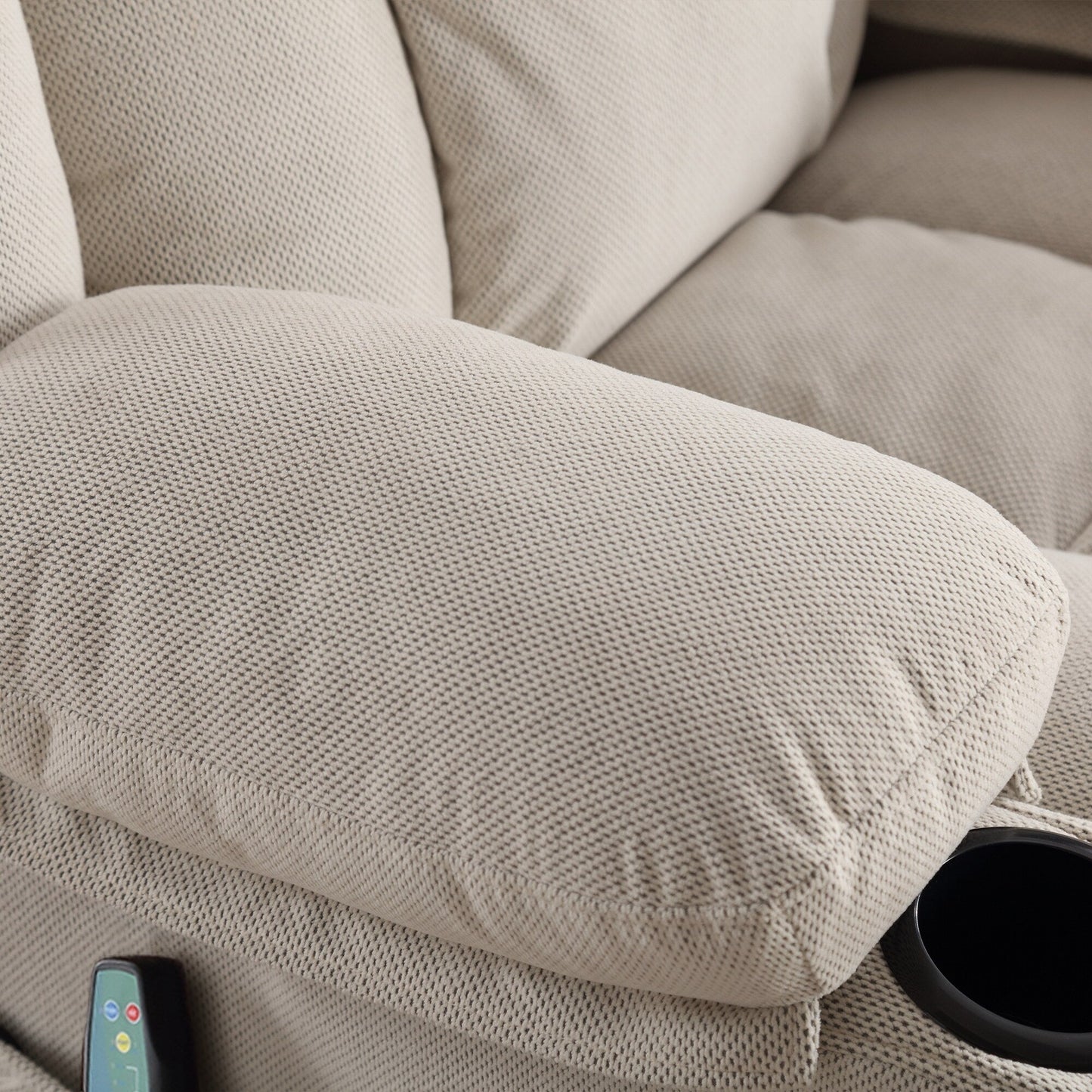 Poltrona reclinabile manuale riscaldata con massaggio in velluto a pois e base girevole a 360°