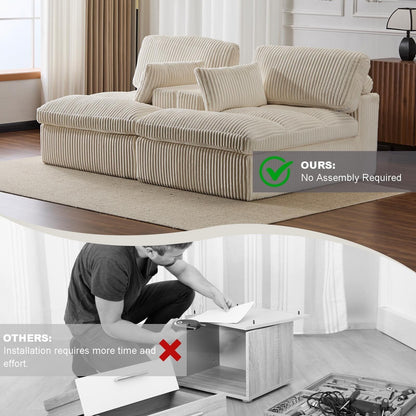 Poltrona chaise longue doppia, divano letto imbottito di grandi dimensioni, poltrona componibile in velluto a coste per soggiorno, senza montaggio