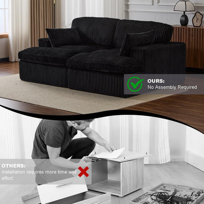 Poltrona chaise longue doppia, divano letto imbottito di grandi dimensioni, poltrona componibile in velluto a coste per soggiorno, senza montaggio