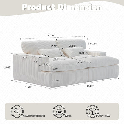 Poltrona chaise longue doppia, divano letto imbottito di grandi dimensioni, poltrona componibile in velluto a coste per soggiorno, senza montaggio
