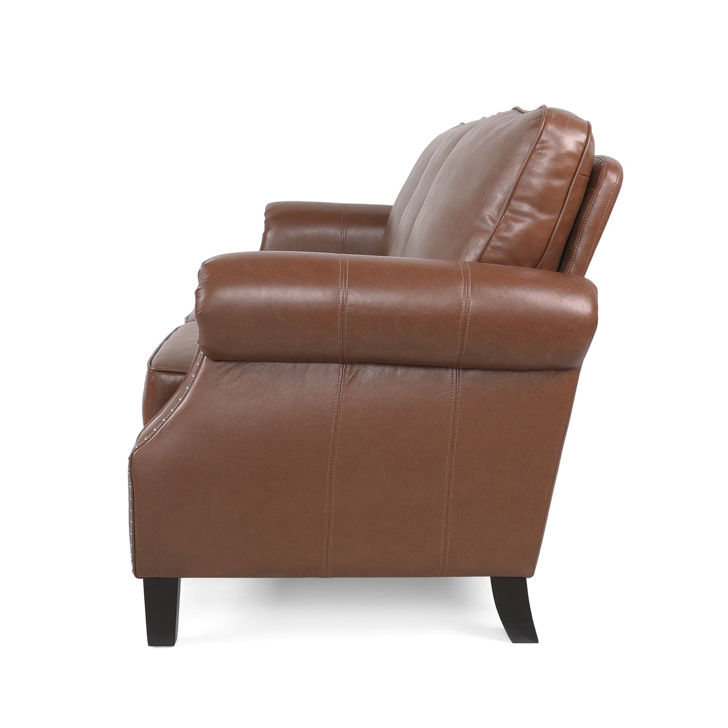 Divano a 3 posti in similpelle Dowd con finiture a borchie di Christopher Knight Home