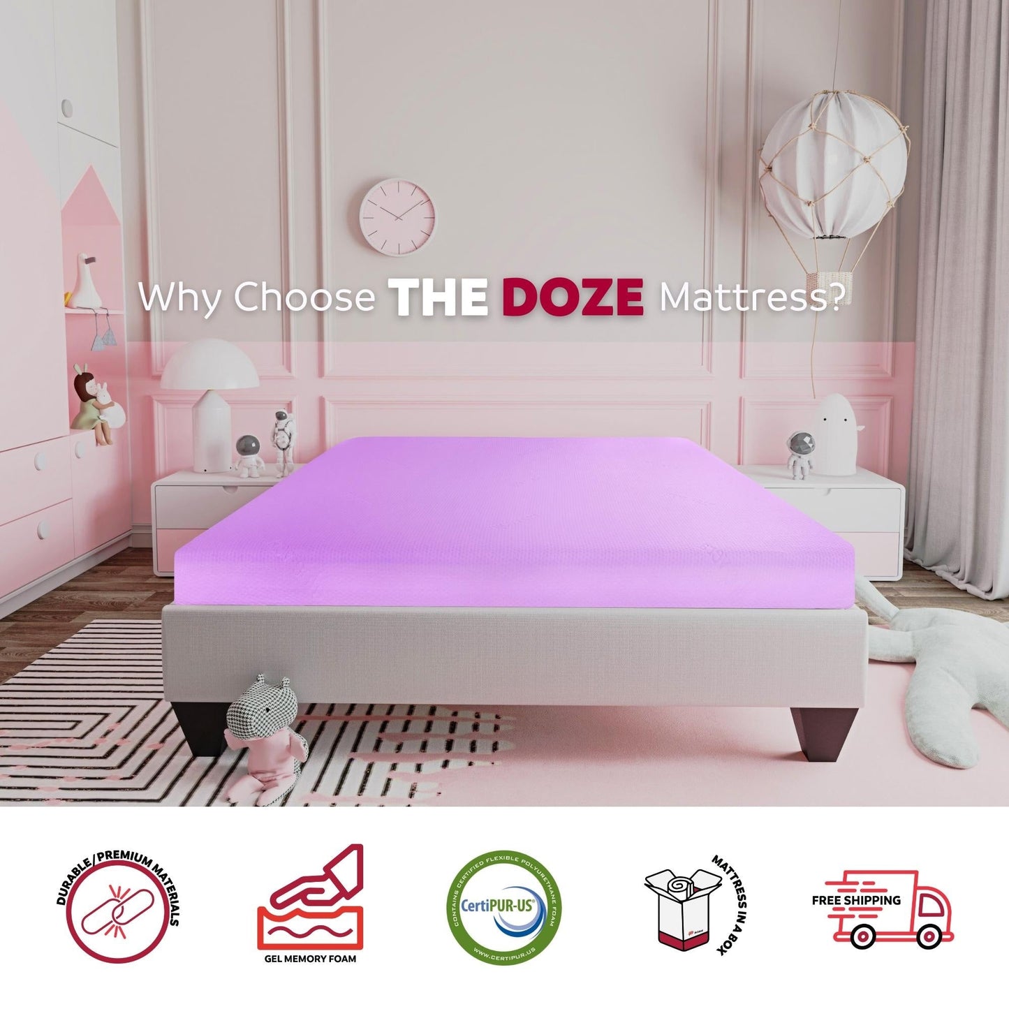 Materasso in memory foam Doze da 6 pollici con rivestimento in aloe vera