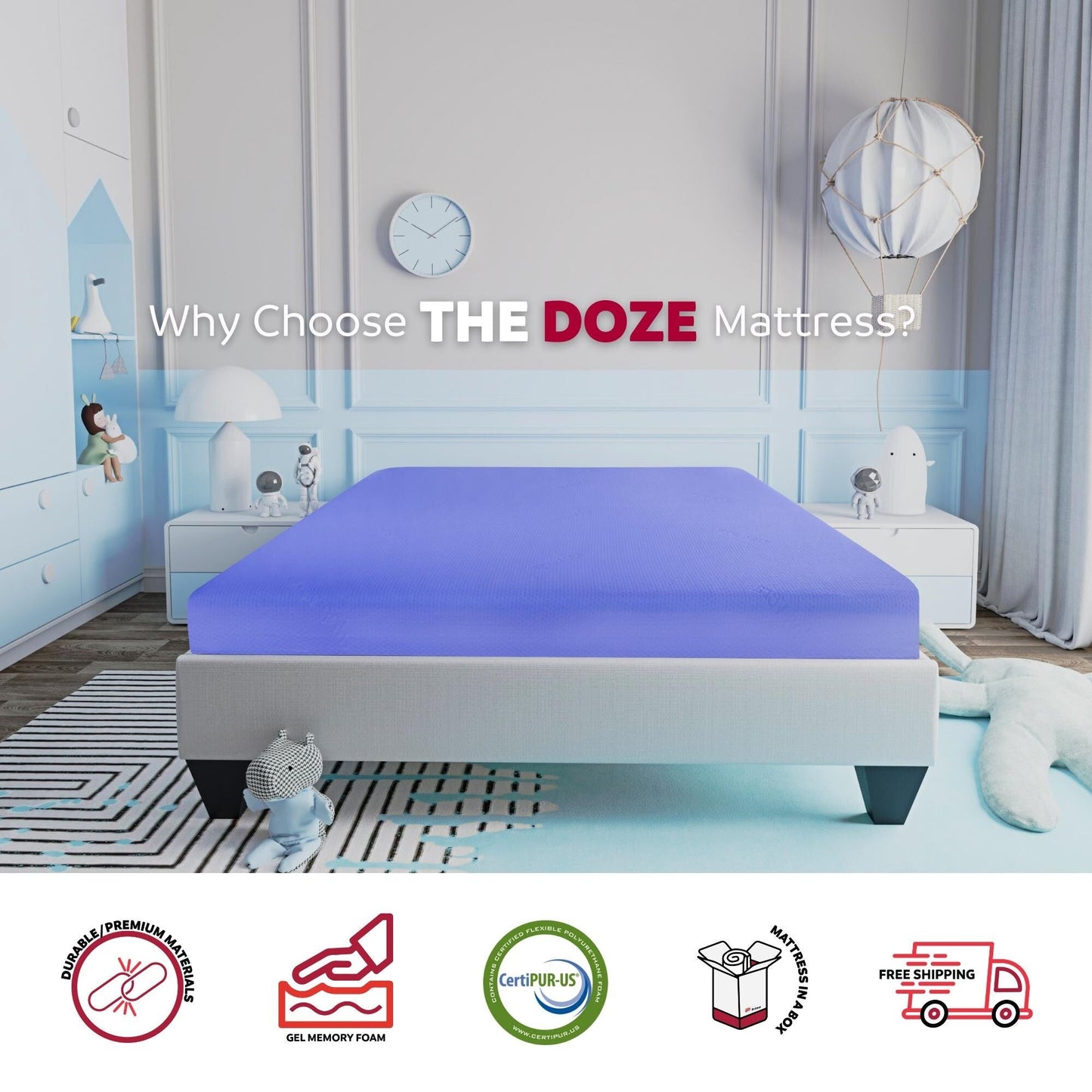 Materasso in memory foam Doze da 6 pollici con rivestimento in aloe vera