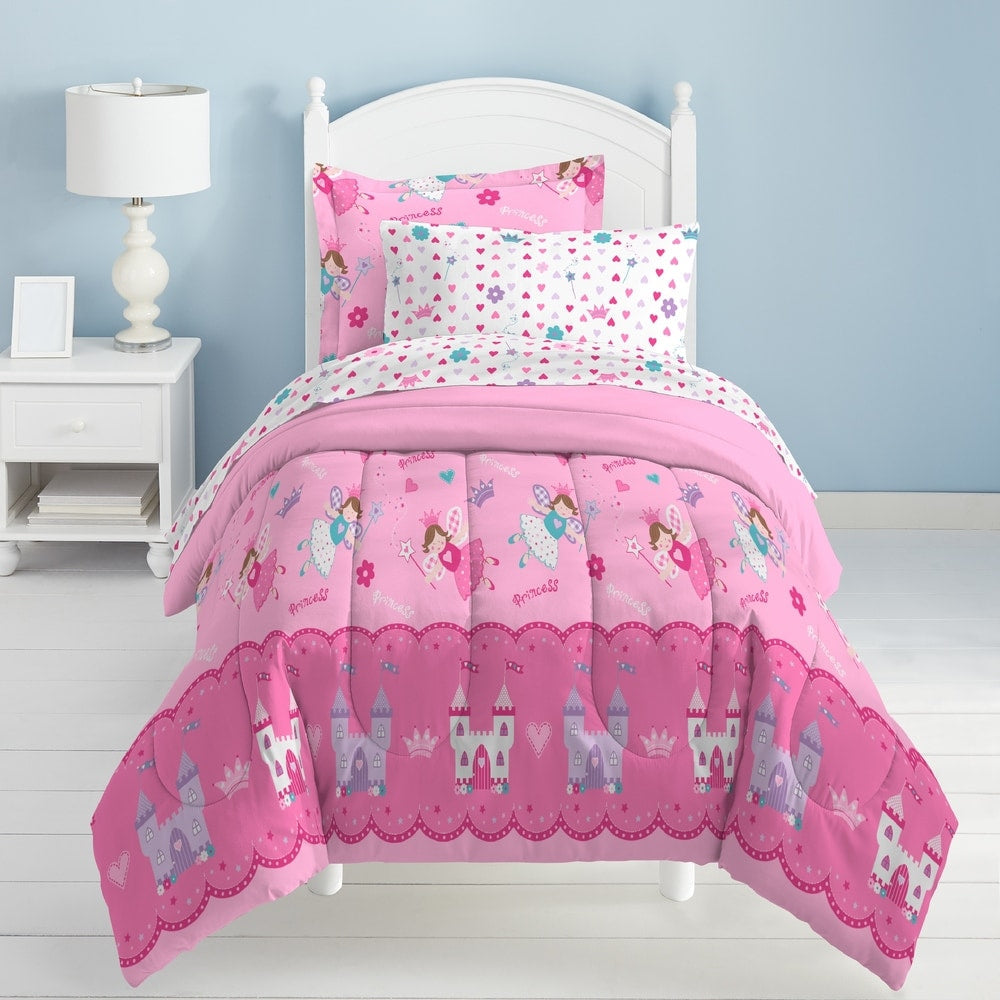 Dream Factory Butterfly Dots Pink - Set letto in sacco a pelo da 7 pezzi con lenzuola