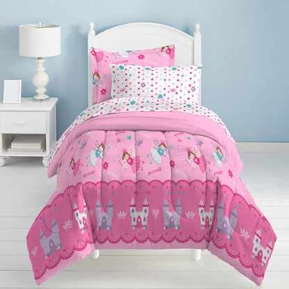 Dream Factory Butterfly Dots Pink - Set letto in sacco a pelo da 7 pezzi con lenzuola