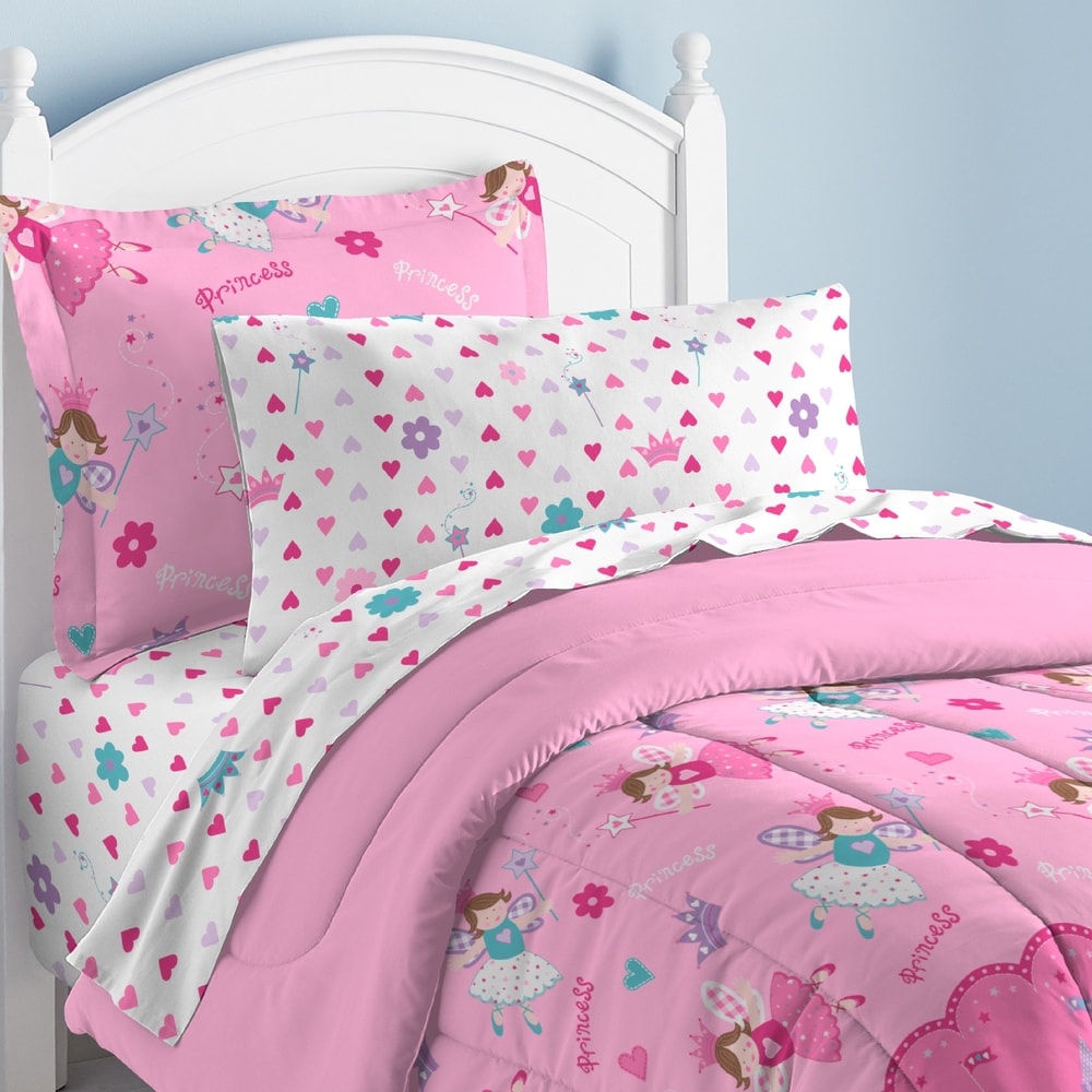 Dream Factory Butterfly Dots Pink - Set letto in sacco a pelo da 7 pezzi con lenzuola