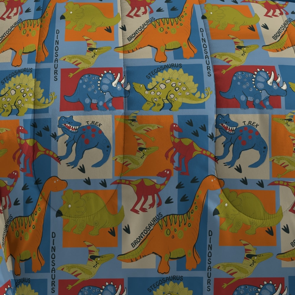 Dream Factory Dinosaur Blocks - Set letto in sacco a pelo da 7 pezzi con lenzuola