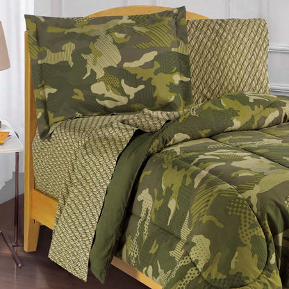 Dream Factory Geo Camo - Set letto in sacco a pelo da 5 pezzi con lenzuola